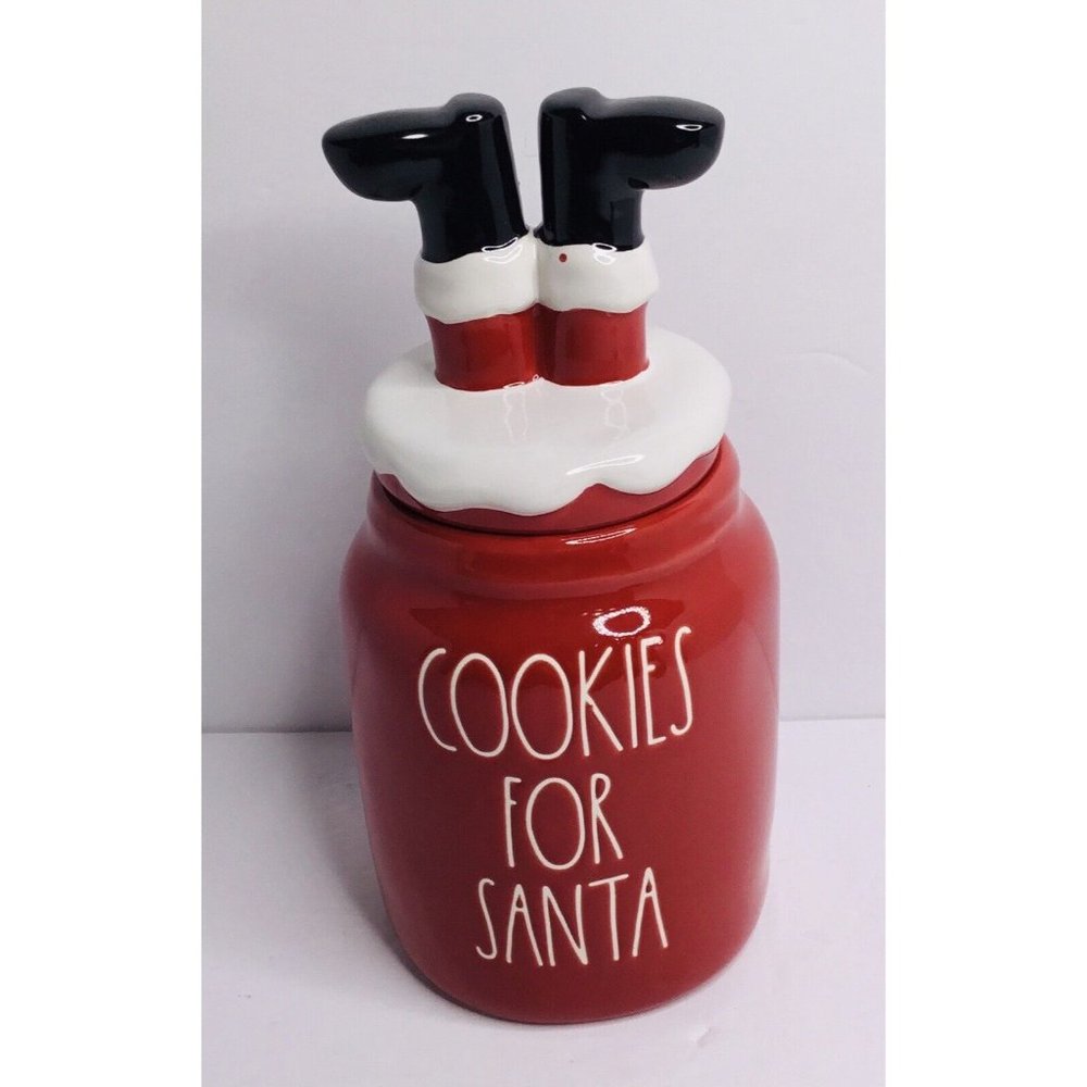 Small Canister  SANTA LEGS Topper Rae Dunn Holiday Christmas Cookies For Santa